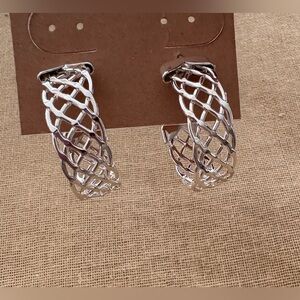 Silver-tone Woven Hoop Earrings